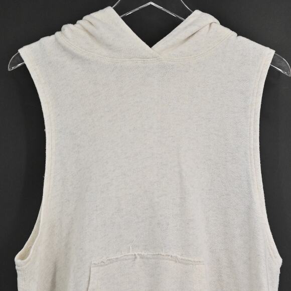 FREE PEOPLE Hoodie Womens Sz XS Vintage Beach Day Cream Coastal Boho Sleeveless - Picture 2 of 11
